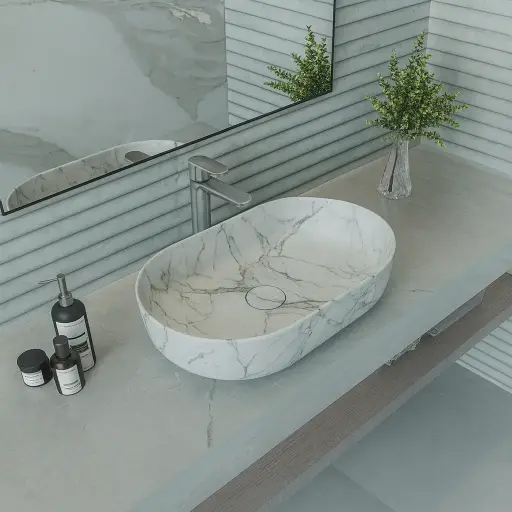 [سانيبيور] حوض تايتن 60 سم فوق الرخامة كلاكتا من سانيبيور